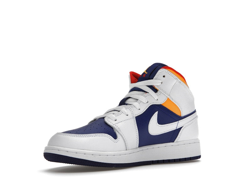 Jordan 1 Mid White Laser Orange Deep Royal Blue (GS)