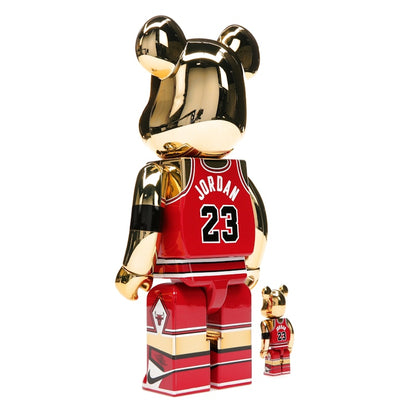Bearbrick Michael Jordan 1985 Rookie Jersey 100% & 400% Set Gold Chrome