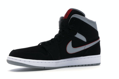 Jordan 1 Mid Black Particle Grey Gym Red