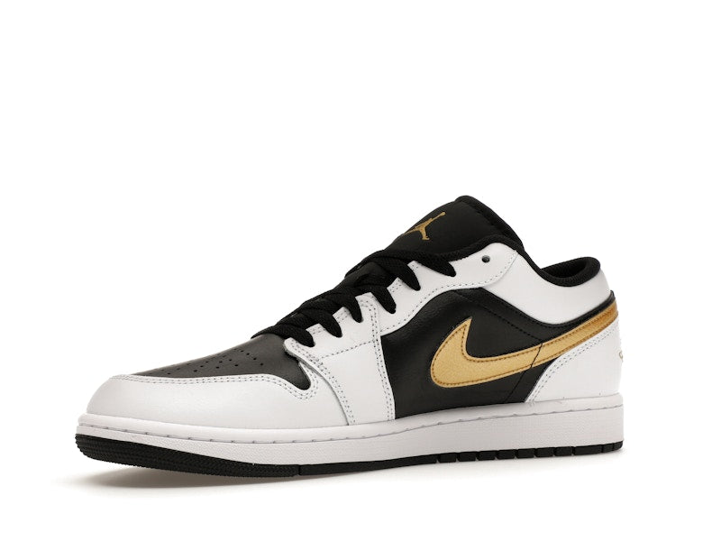Jordan 1 Low White Black Metallic Gold Swoosh