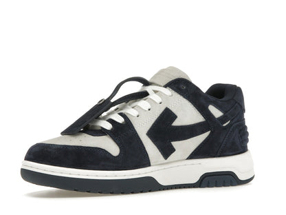 OFF-WHITE Out Of Office OOO Low Tops White Navy Blue Suede