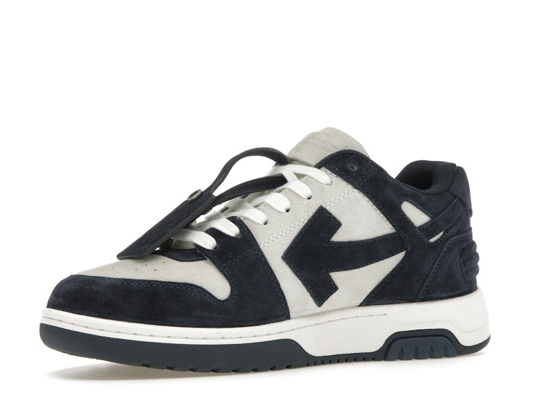OFF-WHITE Out Of Office OOO Low Tops White Navy Blue Suede