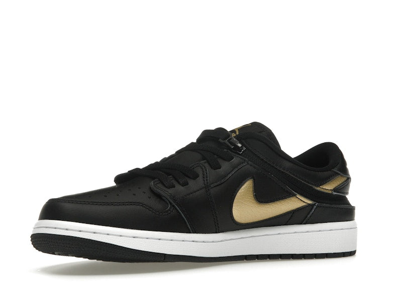 Jordan 1 Low FlyEase Black White Metallic Gold