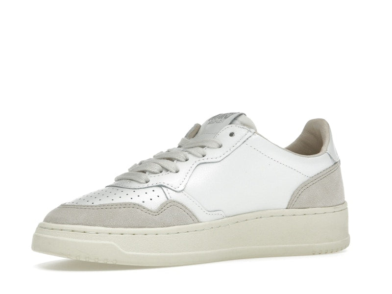Autry Medalist Leather Low White Beige Suede (Women's)
