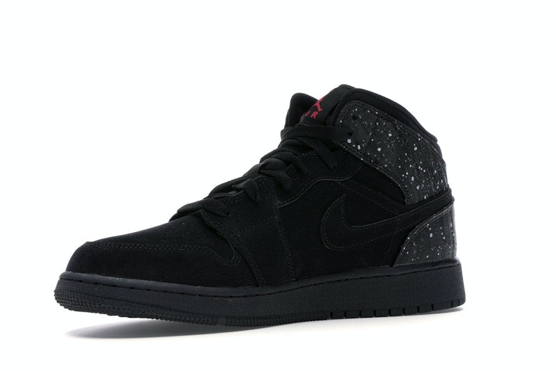 Jordan 1 Mid Black Rush Pink White Splatter (GS)