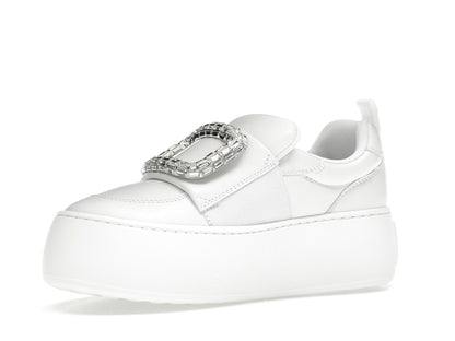 Roger Vivier Viv' Up White Crystal Buckle (Women's)