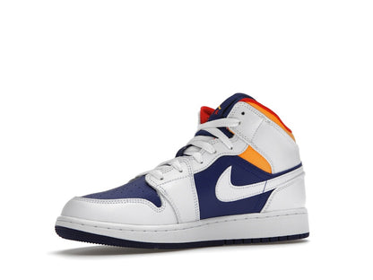 Jordan 1 Mid White Laser Orange Deep Royal Blue (GS)