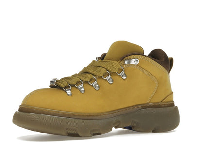 Burberry Lace Up Leather Ankle Boot Mustard Yellow