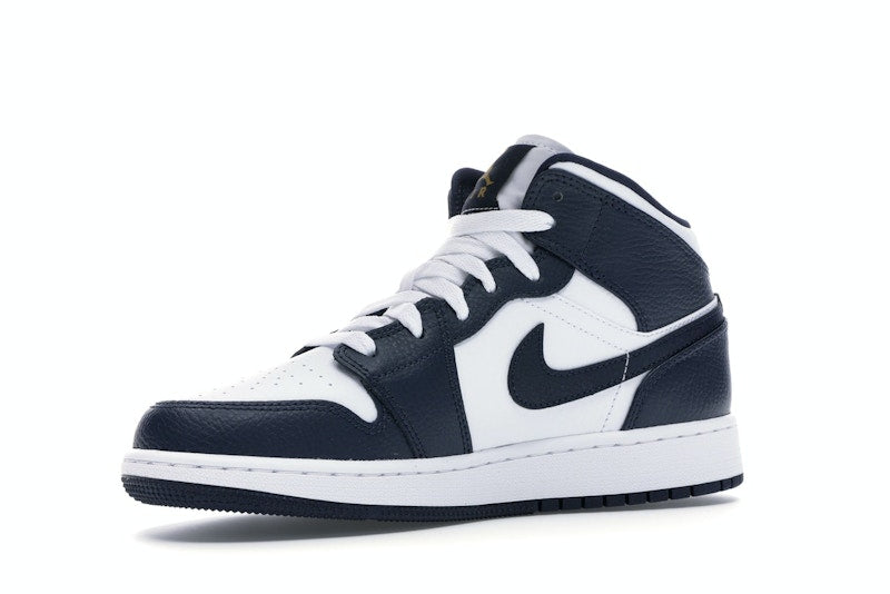 Jordan 1 Mid White Metallic Gold Obsidian (GS)