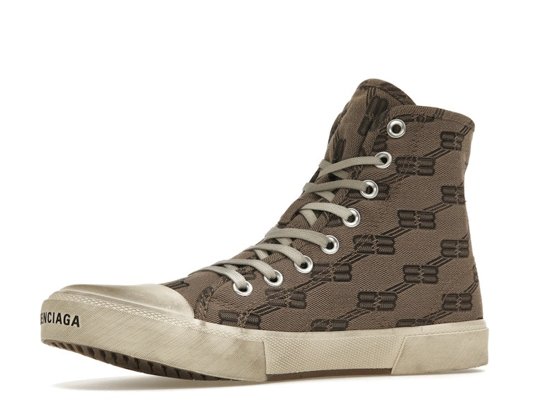 Balenciaga Paris High Top BB Monogram Dark Beige Brown