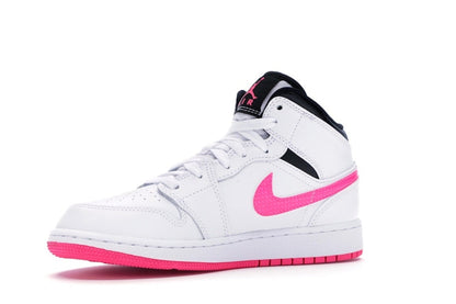 Jordan 1 Mid White Black Hyper Pink (GS)