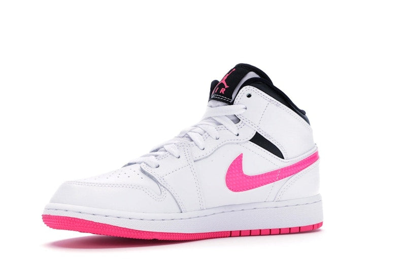 Jordan 1 Mid White Black Hyper Pink (GS)