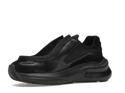 Prada Brushed Leather Sneakers Bike Fabric Suede Black