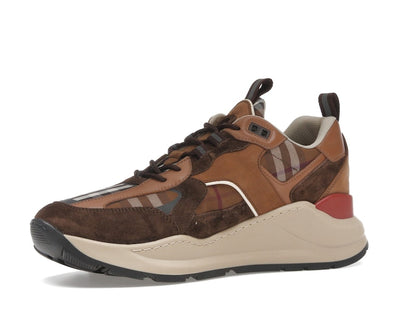 Burberry Check and Suede Sneakers Dark Birch Brown