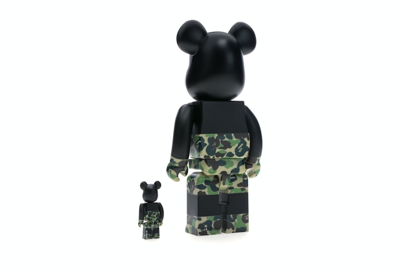 Bearbrick BAPE Mickey Mouse 100% & 400% Set Black/Green Camo