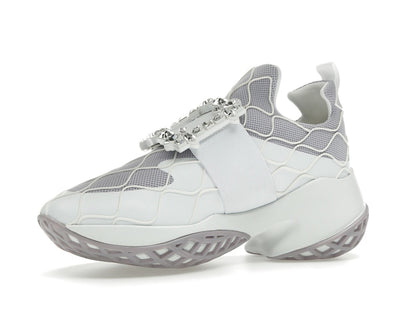 Roger Vivier Viv' Run Fabric White Purple Crystal Buckle (Women's)