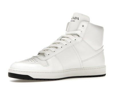 Prada Downtown High Top Sneakers Leather White White Black