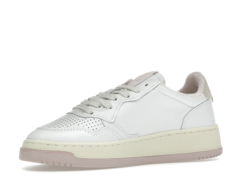 Autry Medalist Leather Low White Powder Pink (Women's)