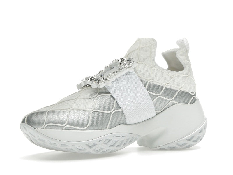 Roger Vivier Viv' Run Fabric Silver Crystal Buckle (Women's)