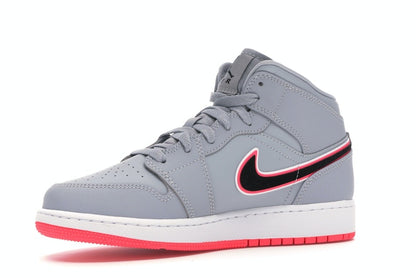 Jordan 1 Mid Wolf Grey Racer Pink Black (GS)