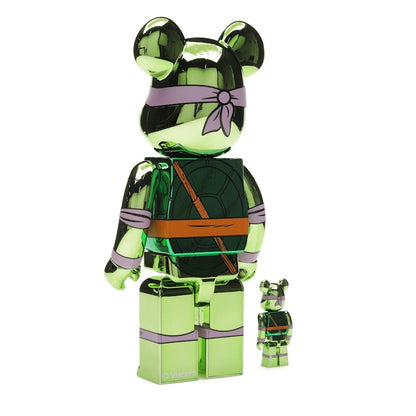 Bearbrick x Teenage Mutant Ninja Turtles Donatello 100% & 400% Set Chrome Ver.