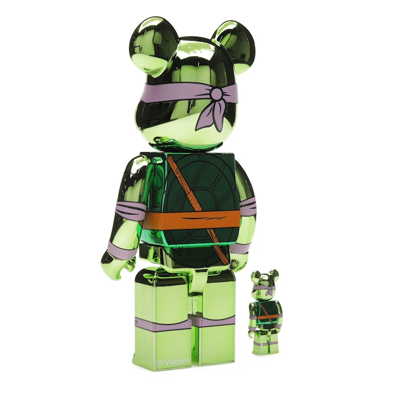 Bearbrick x Teenage Mutant Ninja Turtles Donatello 100% & 400% Set Chrome Ver.