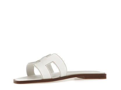Hermes Oran Sandal Blanc Box Calfskin Leather