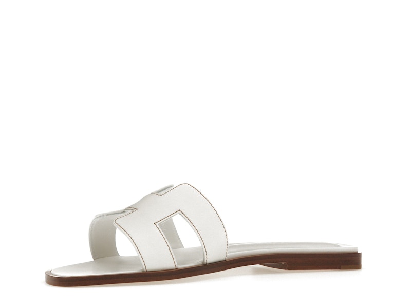 Hermes Oran Sandal Blanc Box Calfskin Leather