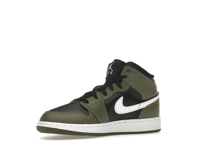 Jordan 1 Mid Black White Olive (GS)
