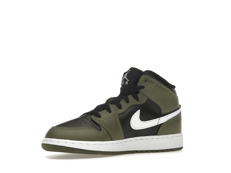 Jordan 1 Mid Black White Olive (GS)