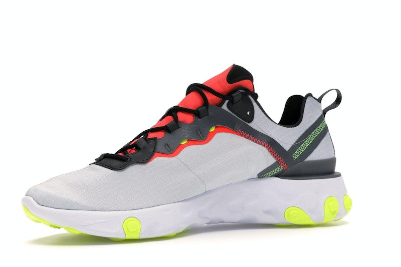 Nike React Element 55 Pure Platinum Bright Crimson Volt