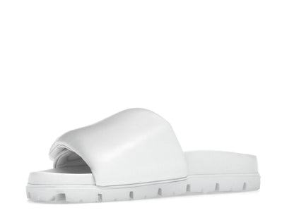Prada Soft Padded 20mm Slide Sandal White Nappa Leather