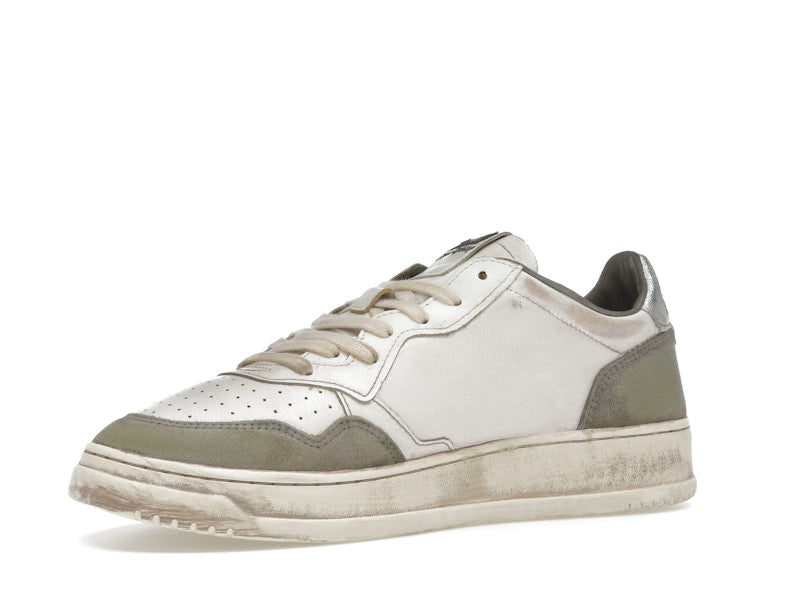 Autry Medalist Low Super Vintage White Silver Lizard