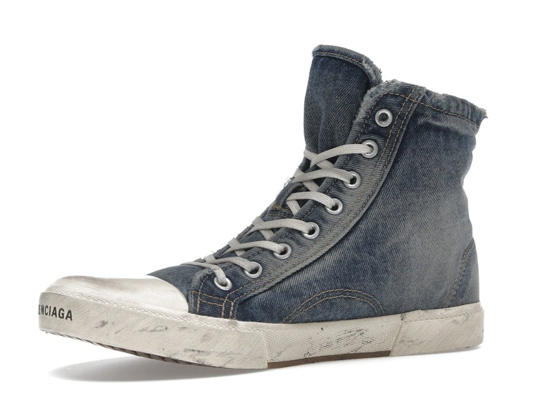Balenciaga Paris High Top Blue Destroyed Denim