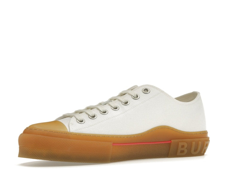 Burberry Logo Detail Cotton Trainer White