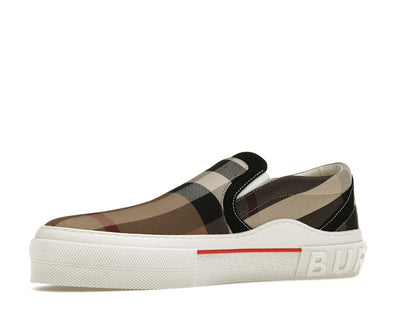 Burberry Slip On Sneakers Exaggerated Check Birch Brown White