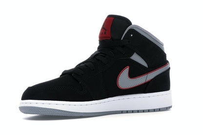 Jordan 1 Mid Black Particle Grey Gym Red (GS)