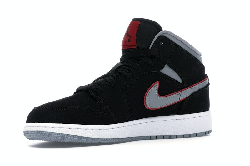 Jordan 1 Mid Black Particle Grey Gym Red (GS)