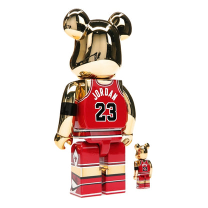 Bearbrick Michael Jordan 1985 Rookie Jersey 100% & 400% Set Gold Chrome