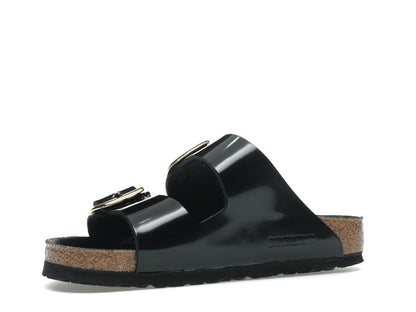 Birkenstock Arizona Big Buckle Natural Leather Patent Black Gold (Women's)