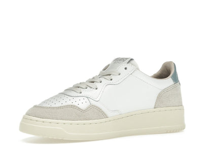 Autry Medalist Leather Low White Silver Blue Beige (Women's)