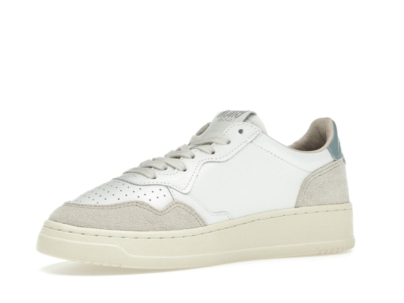 Autry Medalist Leather Low White Silver Blue Beige (Women's)