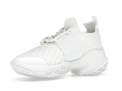 Roger Vivier Viv' Run Fabric White Crystal Buckle (Women's)