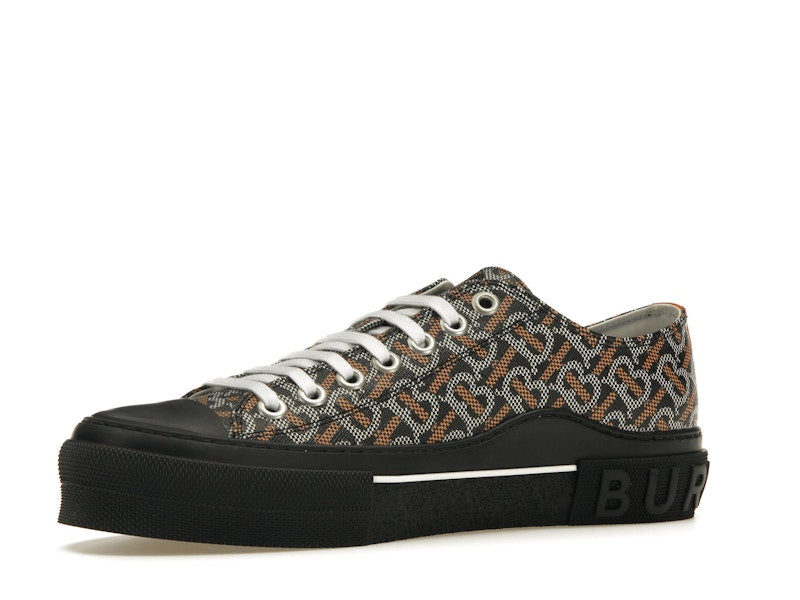 Burberry Monogram Pattern Low Top Black Orange Canvas