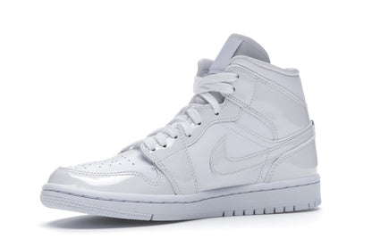 Jordan 1 Mid Triple White Patent Swoosh (Women's)