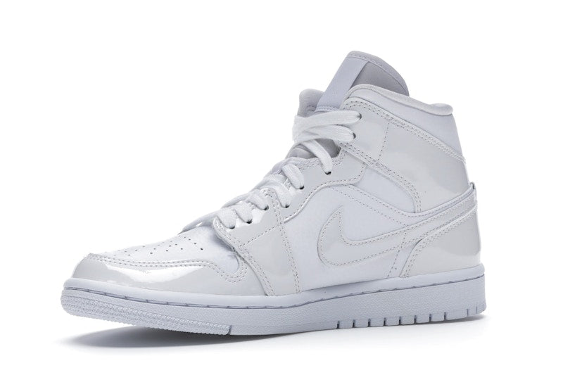 Jordan 1 Mid Triple White Patent Swoosh (Women's)