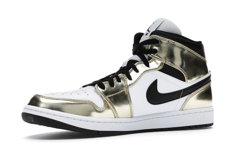 Jordan 1 Mid Metallic Gold Black White