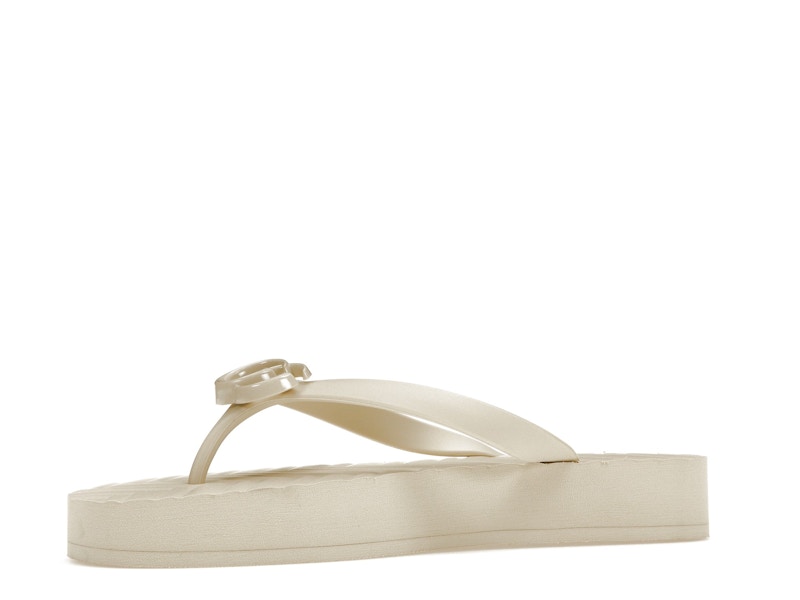 Gucci Chevron Thong Sandal White Rubber