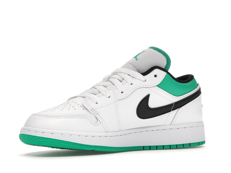 Jordan 1 Low White Lucky Green Tumbled Leather (GS)