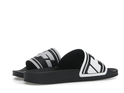 OFF-WHITE Embossed Logo Pool Slides Black White (Women's)